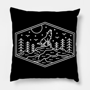 Wolf and Moon - Minimalistic  Design Pillow