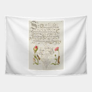 Antique 16th Century Calligraphy with Rose, Daisy, and Wasp Tapestry