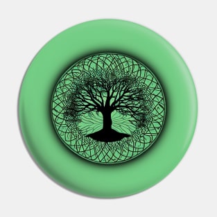 Tree of Life Circle Green Pin