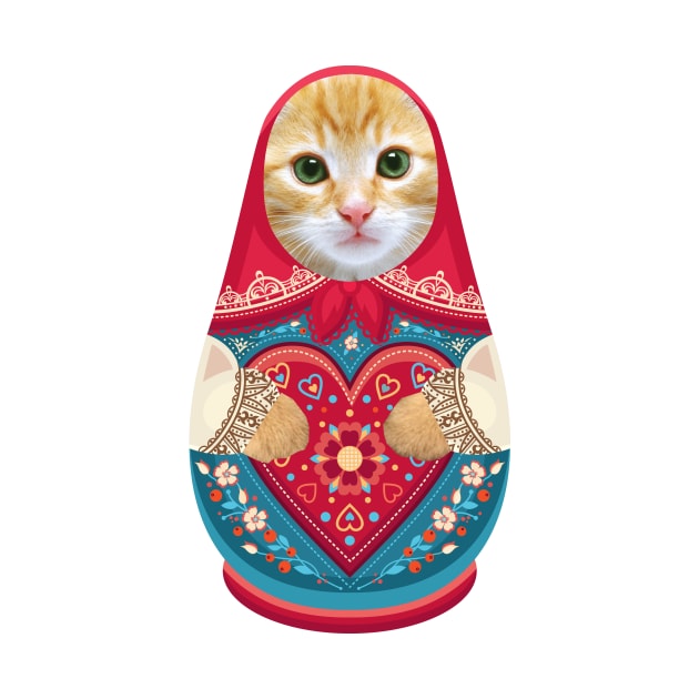 Russian Doll Matryoshka with Cat Face and Fluffy Paws by XOZ