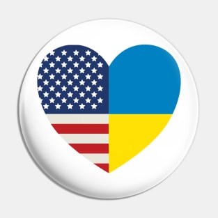 USA Supports Ukraine, USA Stands With Ukraine, Heart With Combined Flags Pin