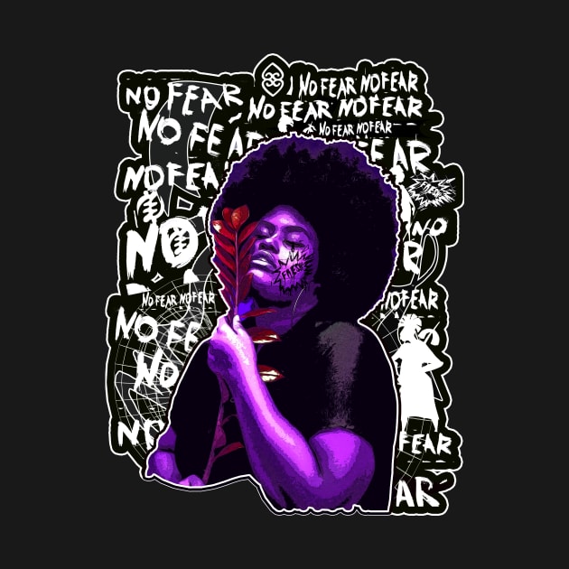 No Fear Strong Black Afro Woman by Glass Table Designs