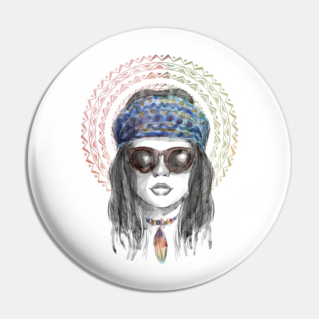 Indigenous Girl Artwork Pin by Utopia Shop