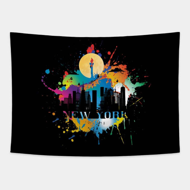 New York Souvenir T-Shirt Skyline City Tapestry by kaza191