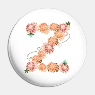 Letter Z Floral Pin