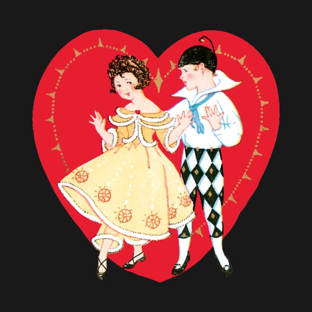 Vintage Valentine's Day Heart and Harlequin by MasterpieceCafe