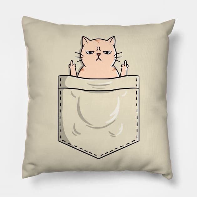 Cat pocket fingers Pillow by coffeeman