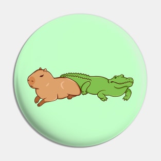 Capybara with a crocodile Pin