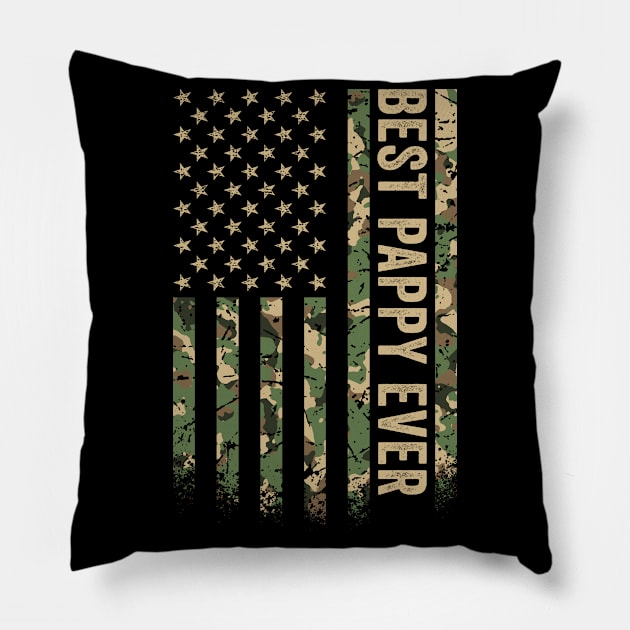 Best Pappy Ever American Flag Camo Green Veteran Pillow by Eyes4