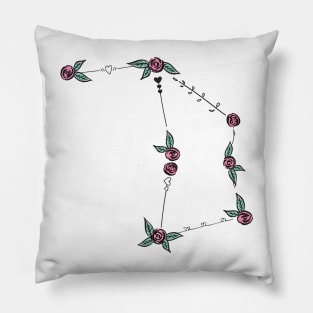 Ara (The Alter) Constellation Roses and Hearts Doodle Pillow