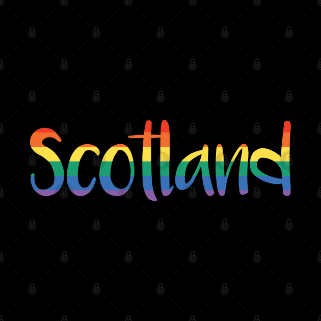 SCOTLAND, Rainbow Pride Flag Text Design by MacPean