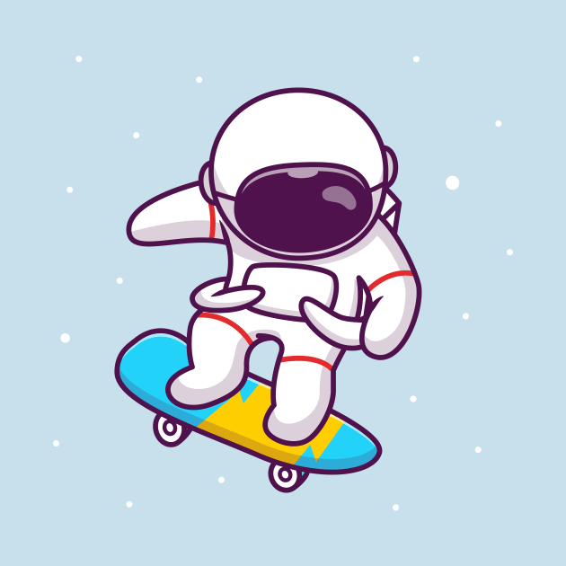 Cute Astronaut Playing Skateboard In Space by Catalyst Labs