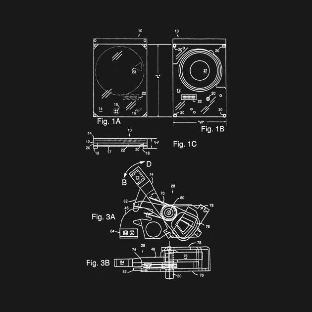 Hard Disk Drive Vintage Patent Drawing by TheYoungDesigns