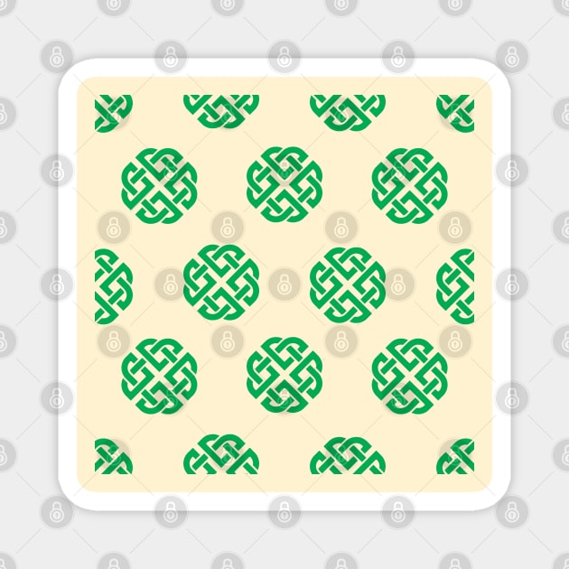 Celtic Endless Knot Creme Background Green Knots Magnet by susannefloe