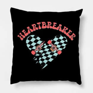 Heartbreaker Retro Skateboard Valentine Pillow