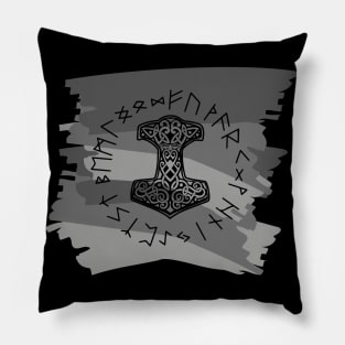 Vikings Norse Mythology Mjolnir and Runes Asatru Viking Gift Pillow