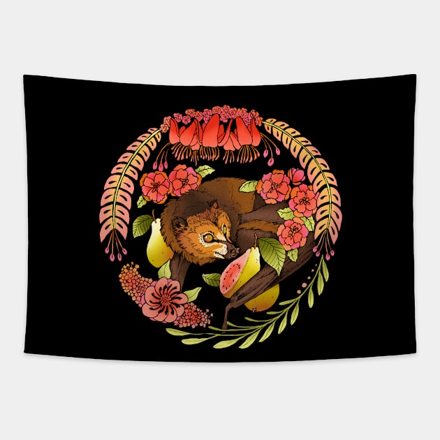 Colorful Guava Fruit Bat Tapestry by Plaguedog