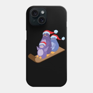 Penguins wearing santa hat in Phone Case