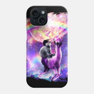 Laser Galaxy Space Cat On Rainbow Llama Unicorn Phone Case