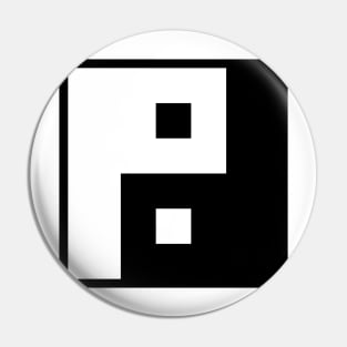 8 Bit Pixel Square Yin Yang Pin