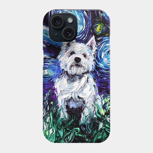 Westie Night Phone Case by sagittariusgallery