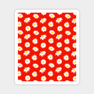 90’s Daisy Ditsy Pattern on Red Magnet