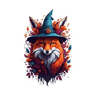 Mystical Elegance: The Beautiful Fox Wearing Witch Hat T-Shirt