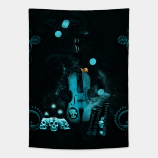 Awesome dark fantasy violin with skulls Tapestry