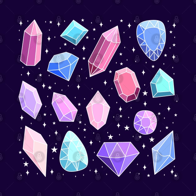 Cute magical crystal and gems pattern by Yarafantasyart