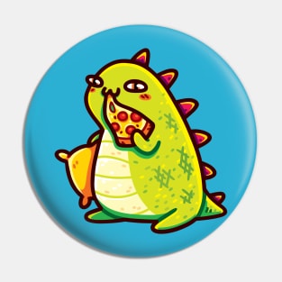 Cute T-Rex Eating Pizza Pin