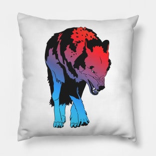 Red Blue Wolf Pillow