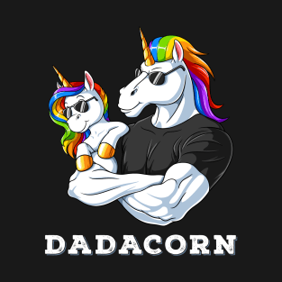 Dadacorn Unicorn Dad and Baby Girl Father's Day Papa Daughter T-Shirt