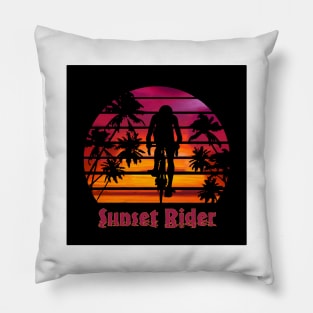 Cycling Sunset Rider Pillow