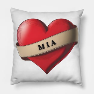 Mia - Lovely Red Heart With a Ribbon Pillow