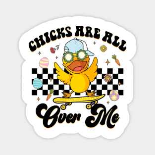 Skater Chicks Are All Over Me Skateboard Cute Easter Magnet