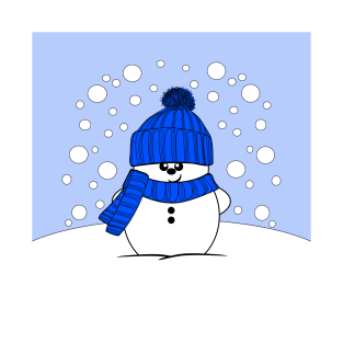 Cheeky Christmas Snowman with Royal Blue Hat T-Shirt