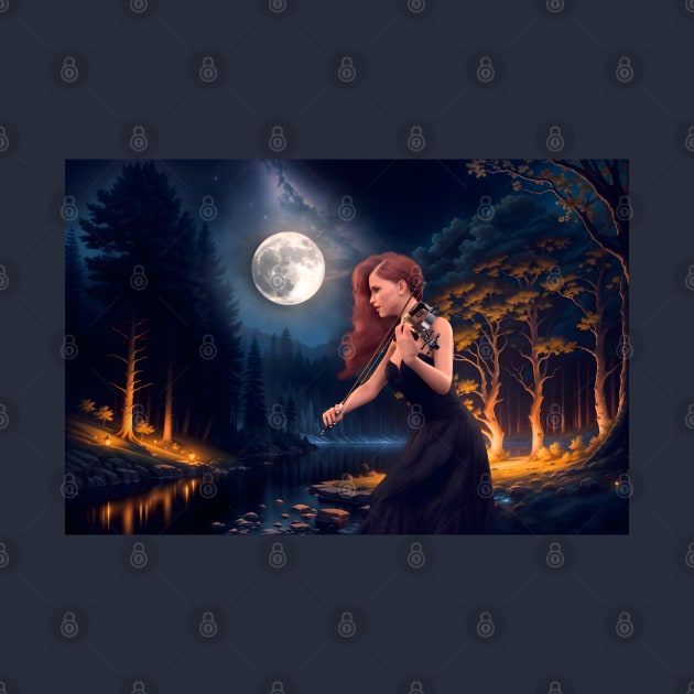 Girl play violin in the night park by AnnArtshock