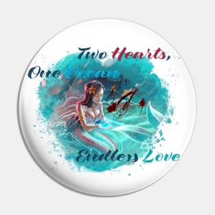 Sapphire Serenity: A Mermaid's Touch (Cerulean Heart w/ Text) Pin