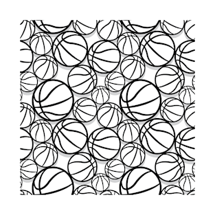 White and Black Basketball Pattern T-Shirt