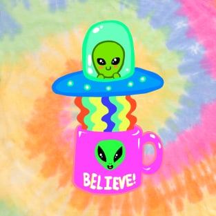 Alien Abducting Cup of Coffee T-Shirt