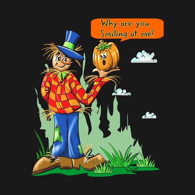 Halloween Scarecrow holding pumpkin Fall Autumn Halloween and Thanksgiving Gift by SidneyTees