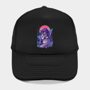 Tiger With Headphones Retro Music Vaporwave Hat