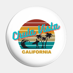 Chula Vista California Retro Vintage Sunset Pin