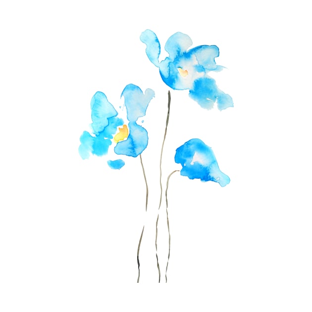 3 abstract blue Himalayan poppies by colorandcolor