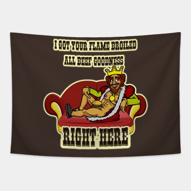 Flame Broiled All Beef Goodness Tapestry by jackbrimstone