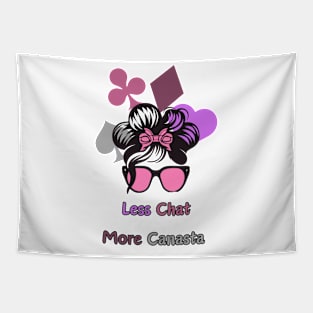 "Canasta Carnival: Less Chat More Canasta"- Funny Canasta Lover Tapestry