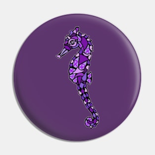 Purple Awareness Ribbon Mandala Seahorse Pin