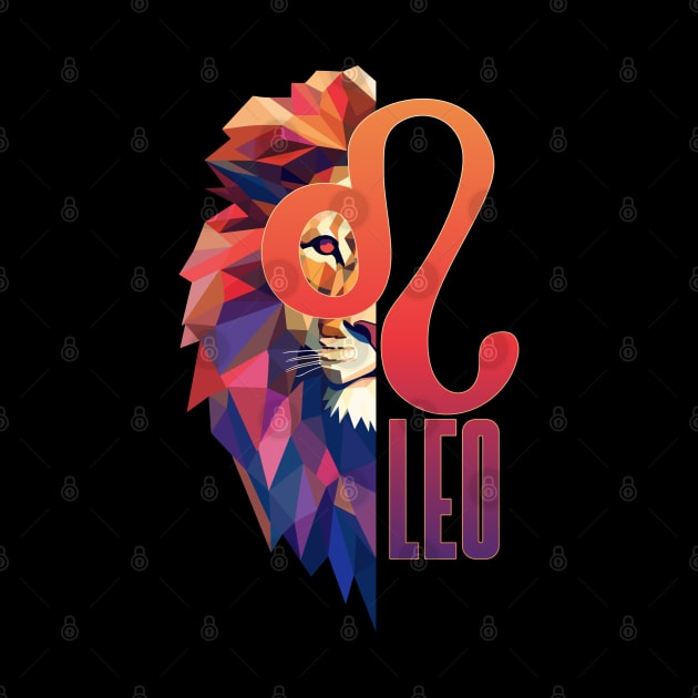 Leo Lion Zodiac Geometric Symbol by DanielLiamGill