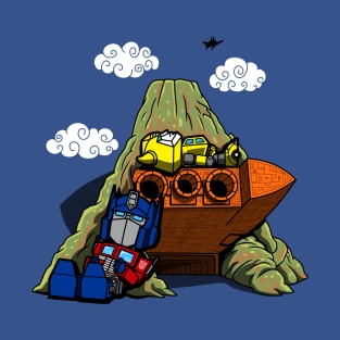 Cute Heroic Robots 80's Retro Cartoon T-Shirt