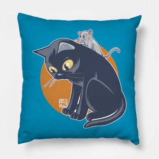 Back Of The Black Cat Pillow